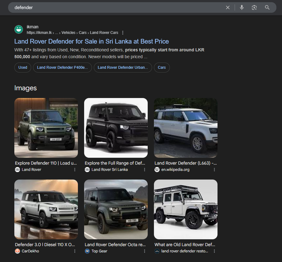 Visual image and video pack on Google SERP