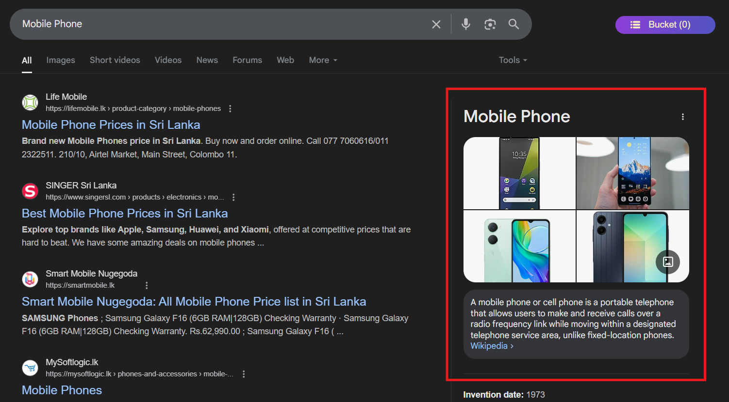 Knowledge panel on Google desktop SERP